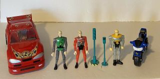 Crash Test Dummies By Hot Wheels: Red Muscle Car,  Motorcycle & 3 Dummies