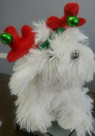 Dandee Christmas White Puppy Dog Plush Musical " Jingle Bells " Dances Spins 8 "
