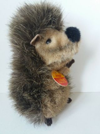 Steiff 7 " Joggi Sitting Hedgehog Made In Germany Plush Toy W Button And Tag