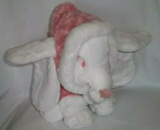 Disney Store 12 " Plush Snowball Dumbo Elephant Pink Winter Christmas Stuffed Toy