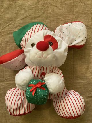 Vintage 1991 Fisher Price Puffalump Red White Christmas Holiday Puppy Dog Plush