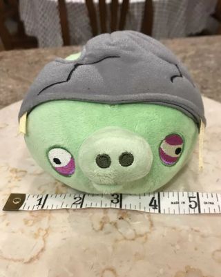 Angry Birds Plush 5 " Corporal Pig Cracked Helmet Green No Sound 2010