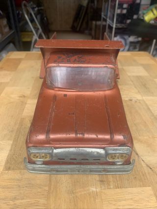 Vintage Pressed Steel Tonka Toys 1950 ' s - 1960 ' s Hydraulic Dump Truck,  Brown. 3