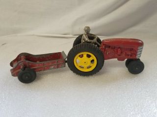 Vintage Hubley Kiddie Toy Farm Tractor & Spreader No.  50