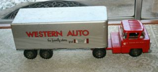 Marx Toys Western Auto Semi Truck & Trailer 1960’s Era Pressed Metal