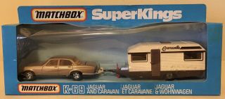 Vintage Matchbox Superkings K66/k69 Jaguar Xj12 & Europa Caravan Trailer Boxed