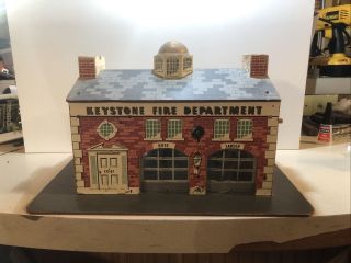 Vtg Keystone Board Fire Department Engine Station House Alarm Bell Litho Rare