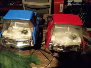 Vintage Tonka Truck Hauler Set Of 2 Blue.  & Red Tractor Trailer Tow 1970s 1980s