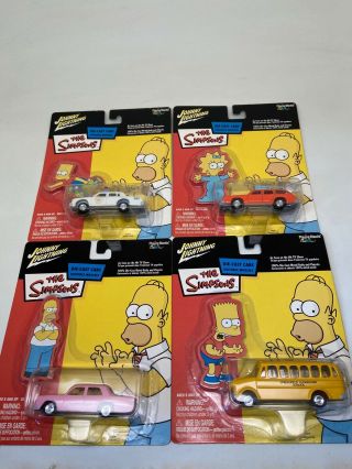 Johnny Lightning - The Simpsons - Set Of 4 - Die - Cast Cars - 2003 - On Cards