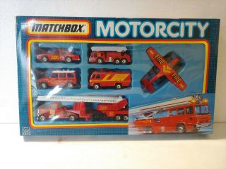 Vintage Matchbox Motorcity Playset Mc - 15 Fire Rescue Engine Truck Airplane