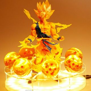 Dragon Ball Z Saiya Goku With Crystal Balls Led Light Figure Toy For Kids