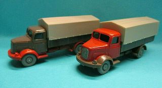 Wiking 1/87 Ho 2x Henschel Hs - 100 Red/brown Truck Vintage 60 