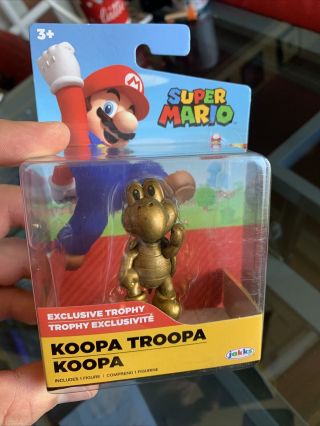 World Of Nintendo Koopa Troopa Gold Exclusive Trophy Mario Jakks Pacific Figure
