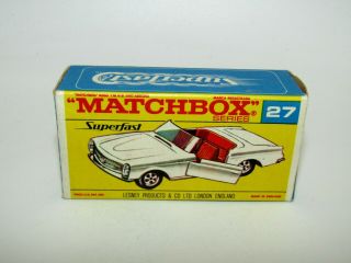 Matchbox Superfast No 27 Mercedes 230sl " Empty F Box "