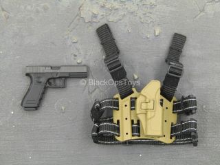 1/6 Scale Toy Phantom - 9mm Pistol W/tan Drop Leg Holster