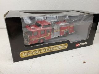 Rare Corgi Seattle Fire Department E One Top Mount Fire Engine Die Cast Model