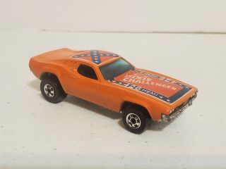 Vintage Mattel Hot Wheels Blackwall 1970 Dixie Challenger With Flag