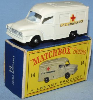 Vintage Matchbox Lesney Moko 1 - 75 Bedford Lomas Ambulance No 14c Bpw Boxed