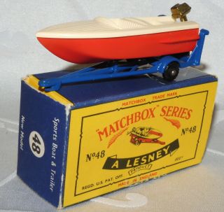 Vintage Matchbox Lesney Moko 1 - 75 Sports Boat & Trailer No 48b Bpw Boxed