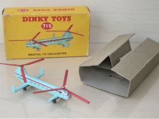 Dinky Toys 715 Bristol 173 Helicopter - Aqua/red - Near In Vg Box