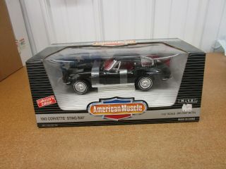1/18 1963 Chevrolet Corvette Black Coupe Sting Ray Ertl American Muscle Diecast