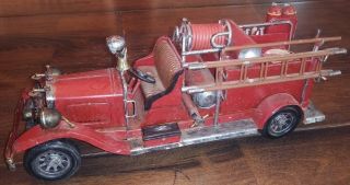 Rustic Firefighter Vintage Style Red Metal Fire Truck Farmhouse Country Decor