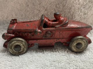 Vintage Cast Iron Open Racer Red 3.  5”