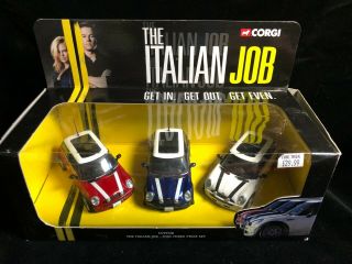 Corgi Boxed The Italian Job Mini Diecast Model Gift Set 2003 Movie Bmw Wahlburg