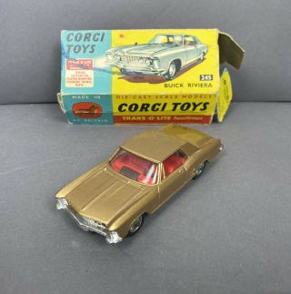 Vintage Corgi Toys - 245 Buick Riviera Trans - O - Lite Headlamps W/ As It Box