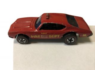 Vintage Hot Wheels Redline Fire Chief Olds 442 Red 1969 Hong Kong