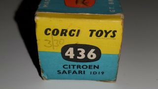 Corgi Toys 436 Citroen Ds 19 Safari With Box