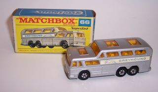 “matchbox” Superfast Sf - 66 Greyhound Bus Black Base W/ F - Type Box Nrmib