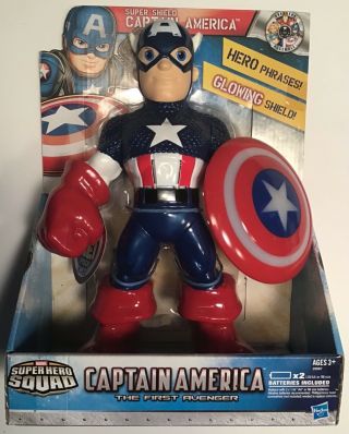 Hero Squad 12 " Talking Captain America Phrases Glowing Shield Marvel