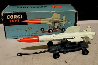 Vintage Diecast Corgi Toys 350 Thunderbird Guided Missile On Trailer,  1958–62.