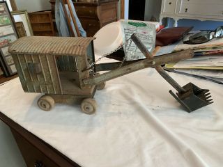 Antique Metal Earth Mover Toy With Wooden Wheels From The 1930 