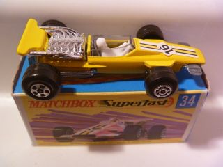 Vintage Lesney Matchbox Superfast Boxed Formula One Racing Car F1 - Yellow Label