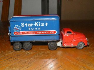 Ahi Japan 6501 Star - Kist Tuna Tin Friction Truck & Trailer Good Set Look Rare