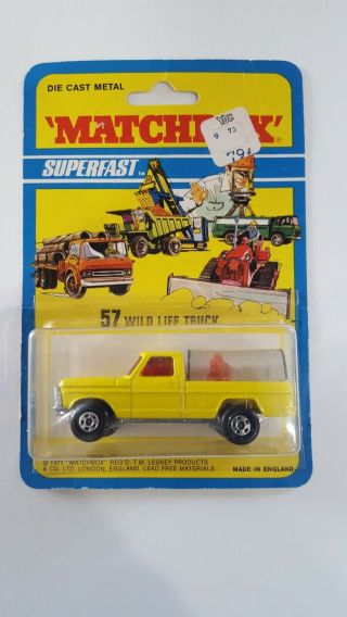 Vintage Lesney Matchbox Wild Life Truck No.  57 Superfast
