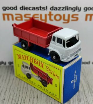 Matchbox Lesney No.  3b Bedford Tipper Truck Red Bpw Mib Vintage Diecast