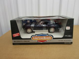 1/18 1963 Chevrolet Corvette Coupe Sting Ray Ertl American Muscle Blue Diecast