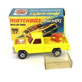 VTG Matchbox Lesney Rolamatics 57 Yellow Ford Wild Life Truck Includes Lion 2
