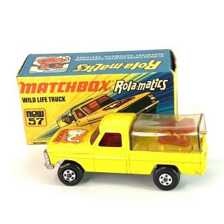 VTG Matchbox Lesney Rolamatics 57 Yellow Ford Wild Life Truck Includes Lion 3