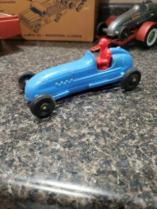 Vintage Toy Blue Processed Plastics Indy 500 Race Car With Driver