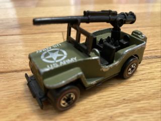 Vintage 1970 Hot Wheels Redline Us Army Gunslinger Jeep With Cannon/gun