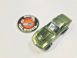 1968 Hotwheels Redline Custom Corvette With Button - Light Olive