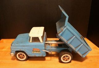 Vintage 1960s Tonka Hydraulic Dump Truck Blue Metal