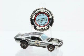 Vintage 1970 Hot Wheels Mustang Boss Hoss Silver Special Redline With Button
