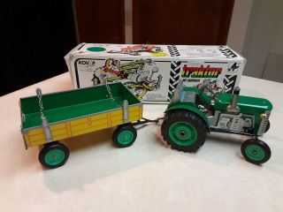 Vintage Zetor Toy Tractor And Wagon Made In Czech Republic In The Box
