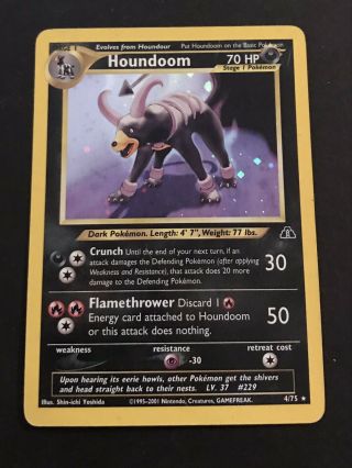 Houndoom 4/75 Holo Rare Neo Discovery 1995 - 2001 Pokemon Card