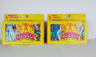 1986 Cutie Mattel 3459 Bitsy Babies And 3465 Rockity Rollers Figures Nib Nos